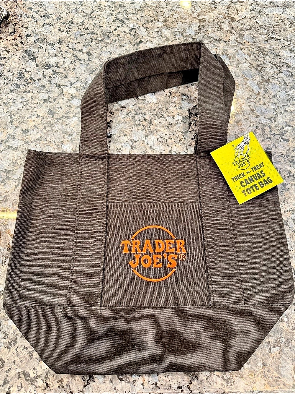 Trader Joe's Trick or Treat Mini Canvas Tote Bag Canvas Tote Bag in Black NWT